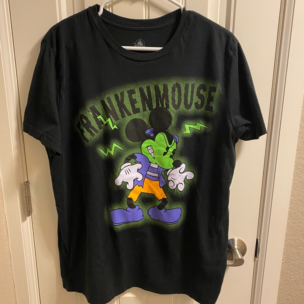 Disney Parks L Top Halloween Frankenstein Mickey Mouse Shirt Black Large Lg